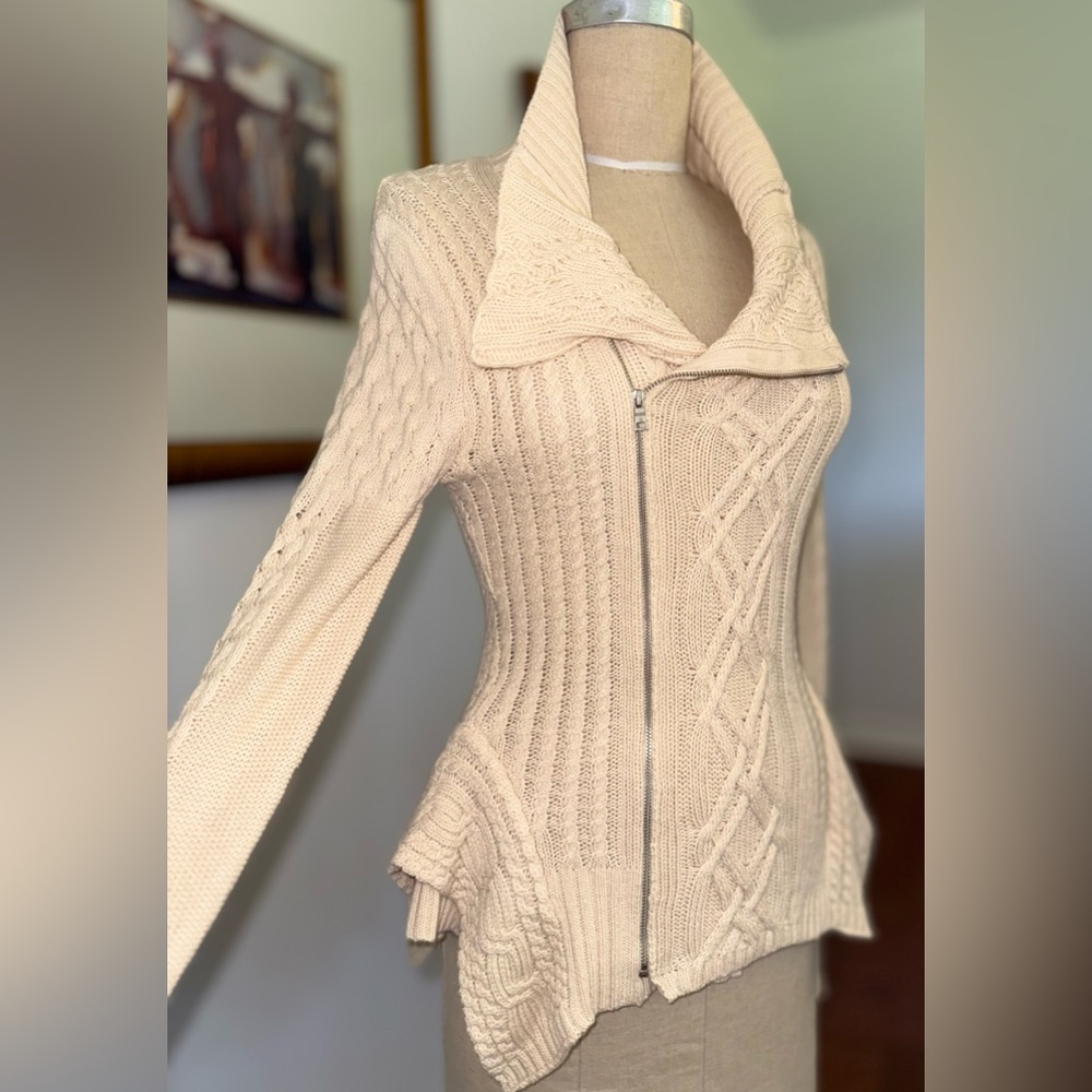 BCBGMaxAzria Cream Cowl Neck Sweater